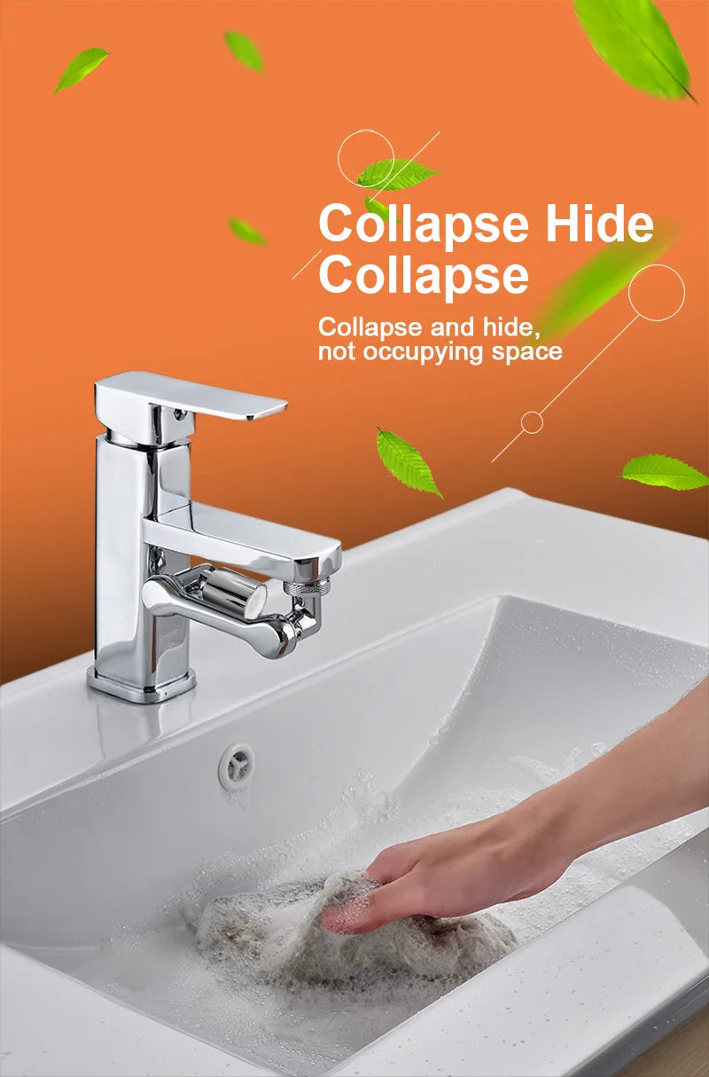 1080° Rotatable Extension Faucet Sprayer Head Water Tap Nozzle Universal Bathroom Tap Extend Adapter Aerator 2 Spray Modes